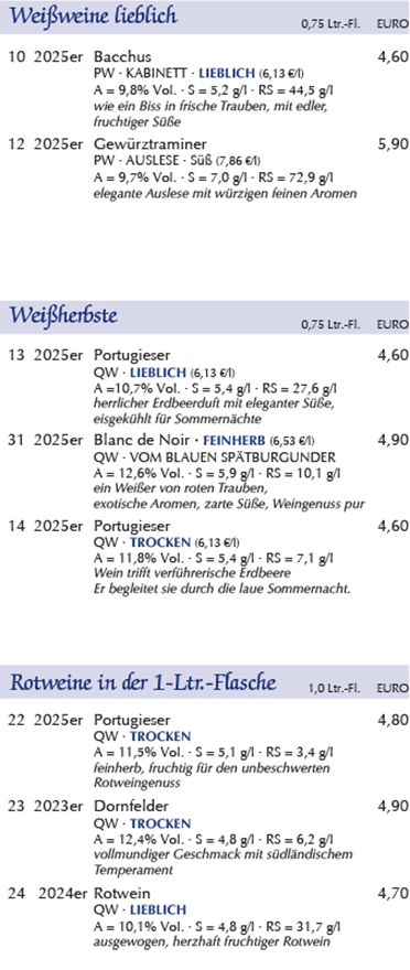 Weissweine, Weissherbste, Rotweine